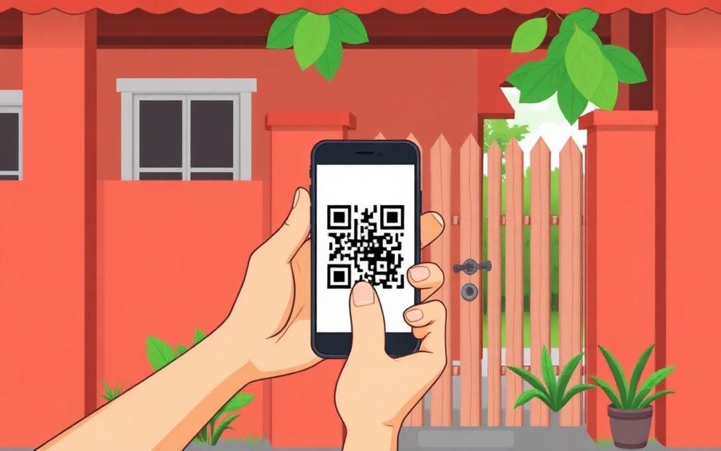 สแกน QR Code ที่ติดหน้าบ้าน